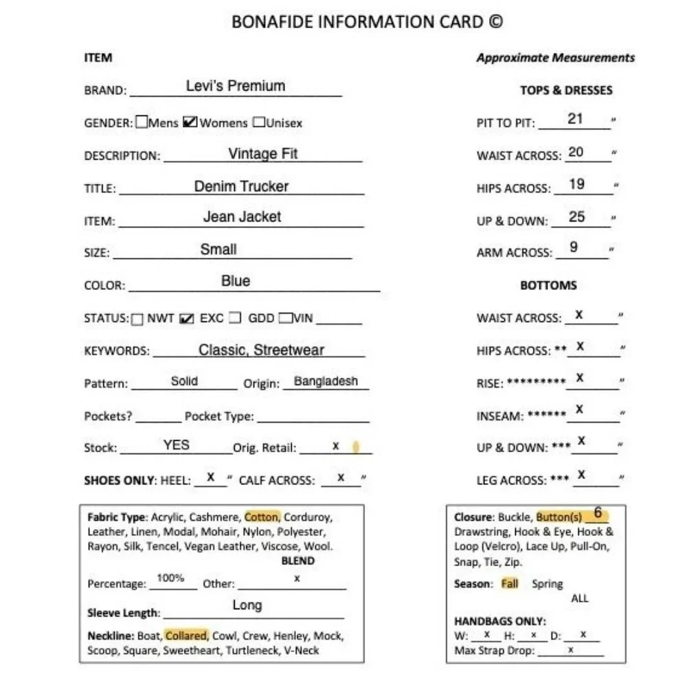 Levi's Premium Womens Vintage Fit Denim Trucker Jacket Size Small Blue FA EXC - Picture 12 of 12